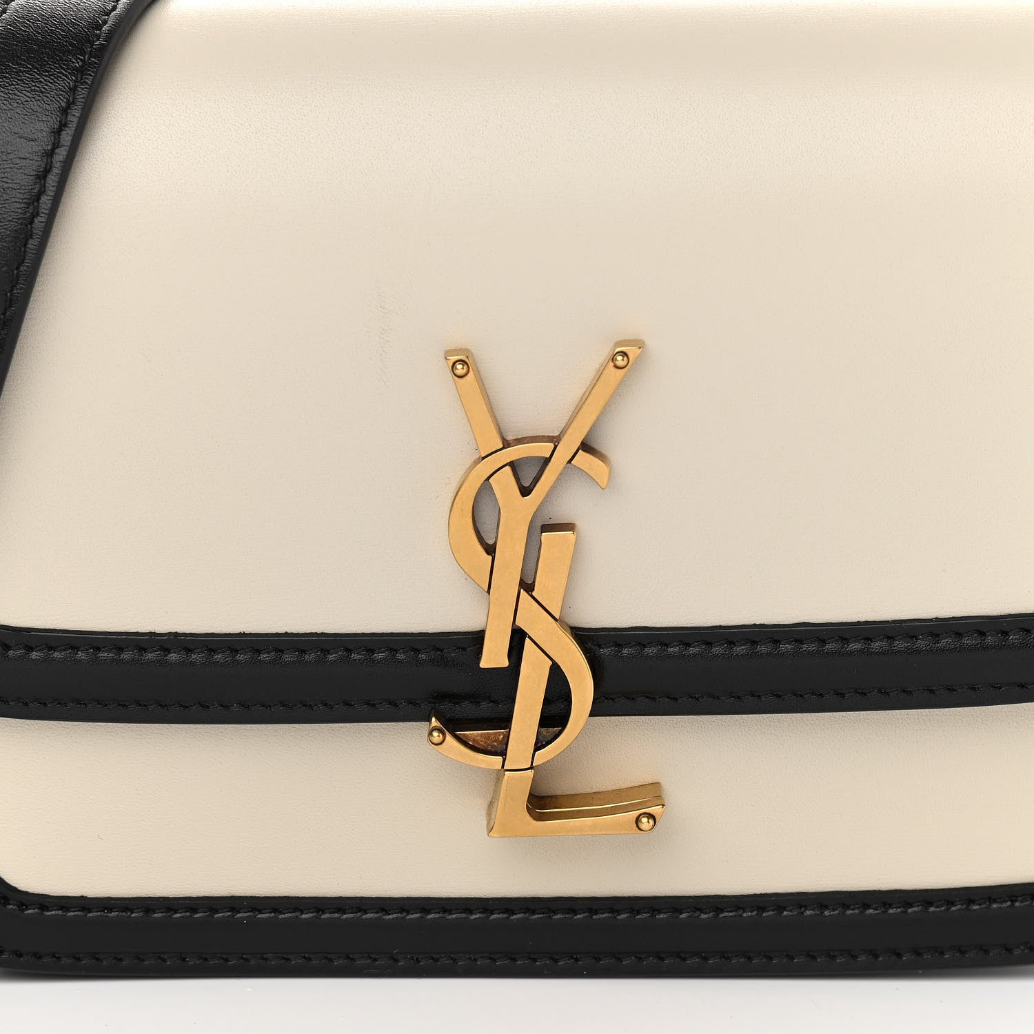 Saint Laurent Smooth Calfskin Small Two-tone Solferino Satchel Ivory Natural Black 9 of 10