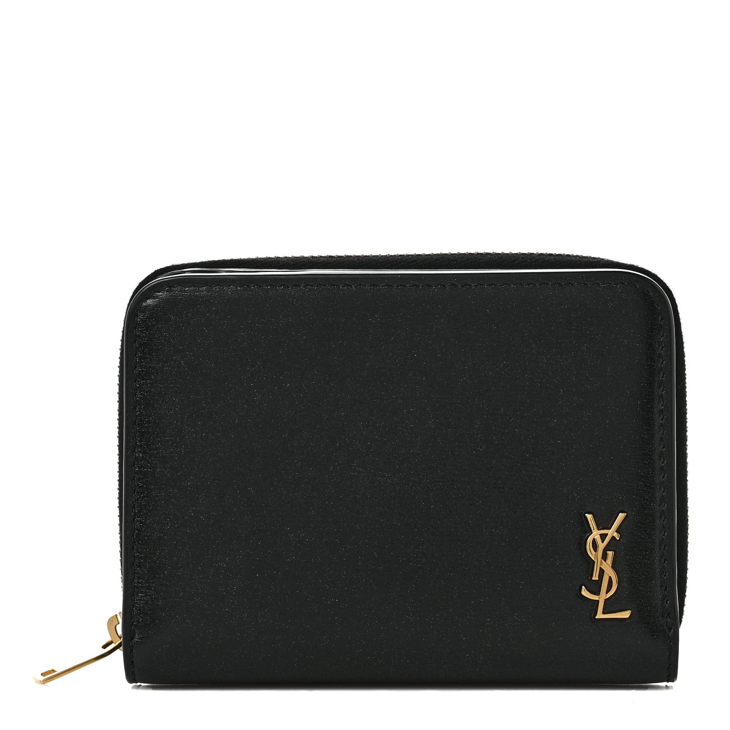 Saint Laurent Calfskin Compact Zip Around Wallet Black 1 of 7