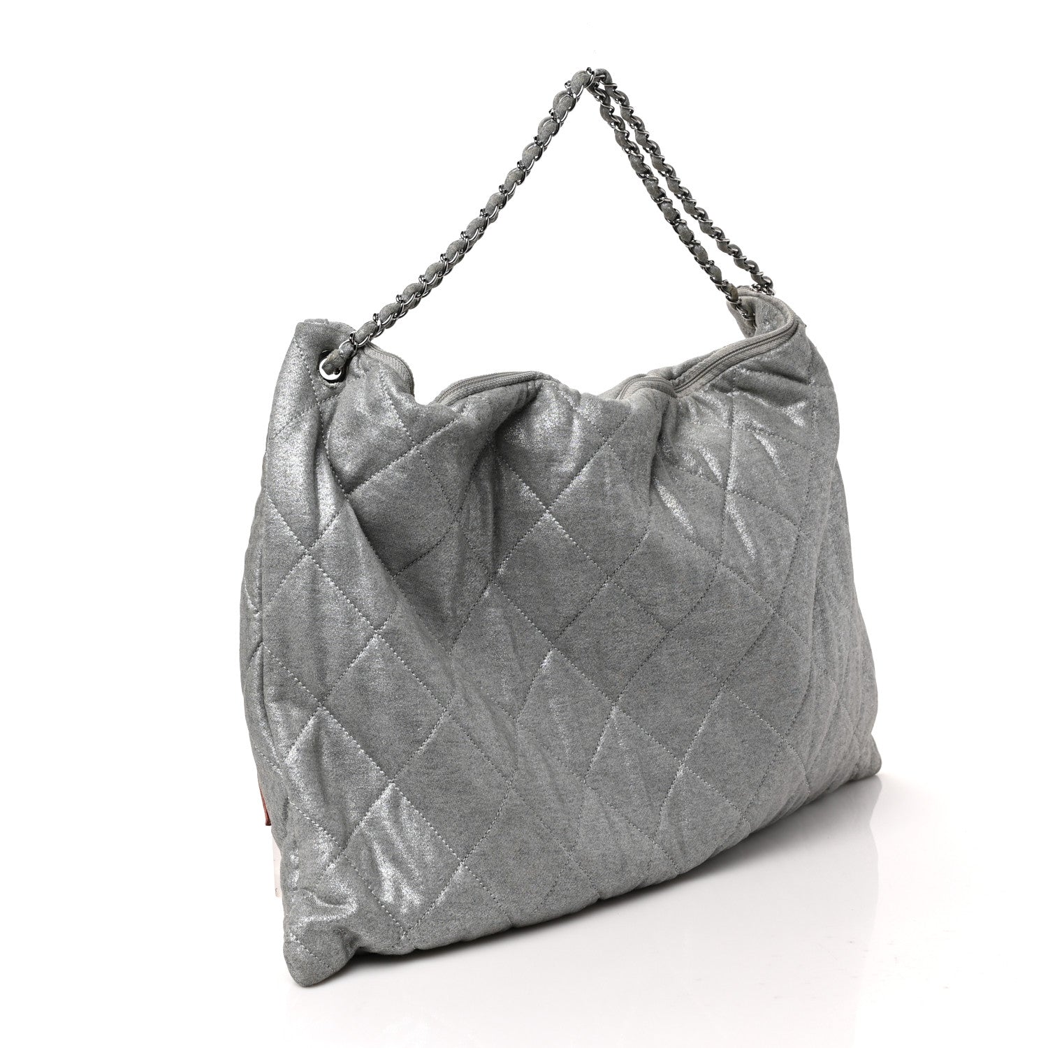 Chanel Jersey Quilted LA Cabas Bag Silver 3 of 9