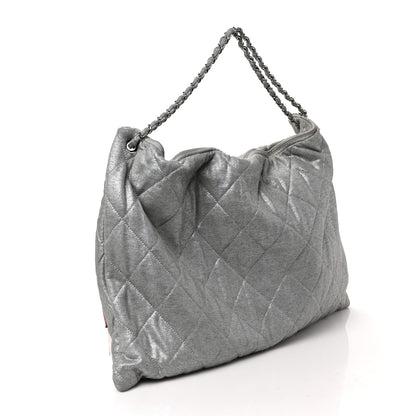 Chanel Jersey Quilted LA Cabas Bag Silver 3 of 9