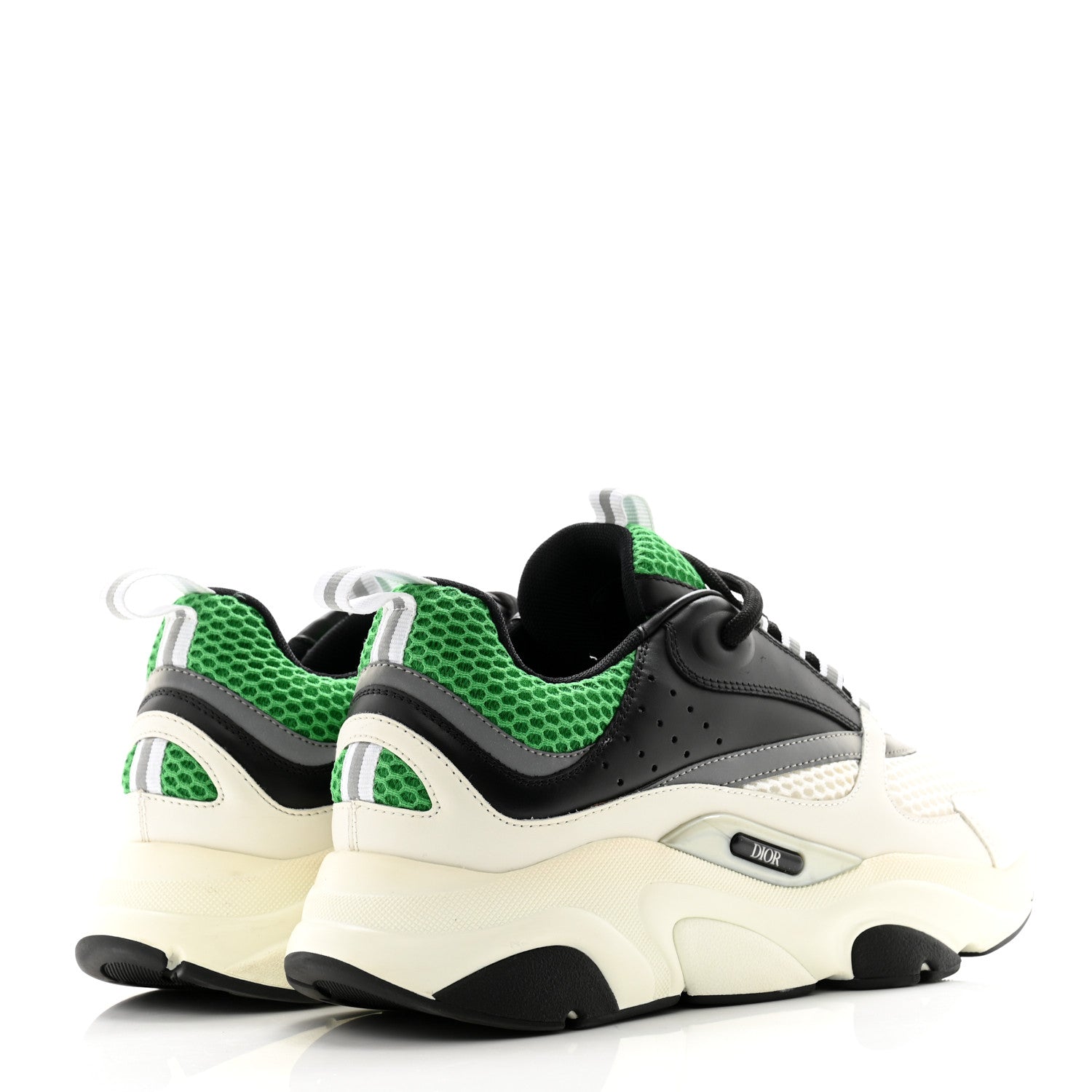 Christian Dior Technical Mesh Calfskin Mens B22 Sneakers 40 Green Black White 4 of 12