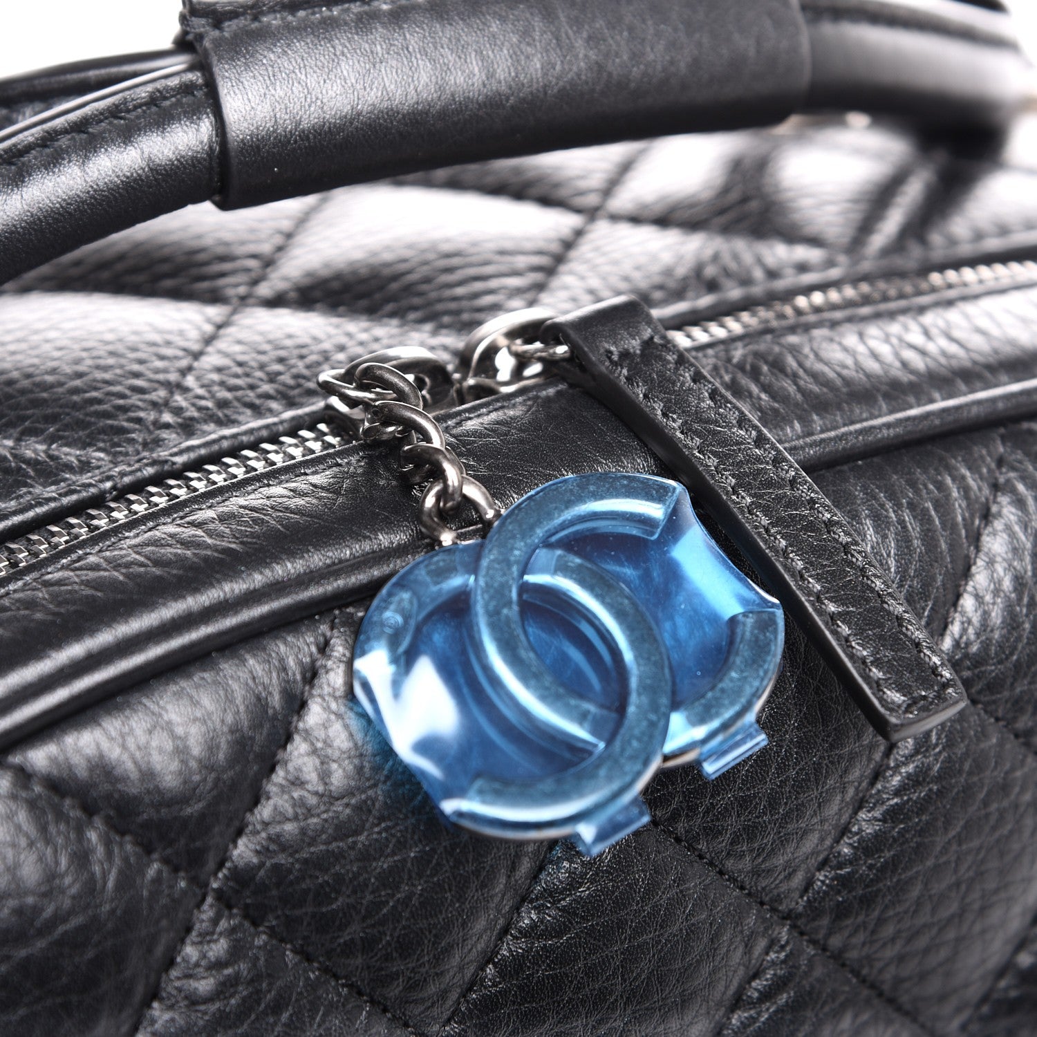 Chanel Calfskin Quilted Large Airlines Round Trip Bowling Bag Black 8 of 10