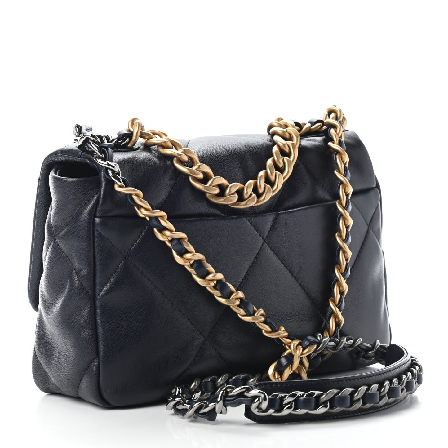 Lambskin Quilted Medium Chanel 19 Flap Navy Blue
