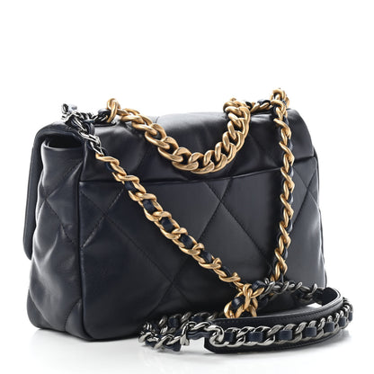 Chanel Lambskin Quilted Medium Chanel 19 Flap Navy Blue 3 of 9