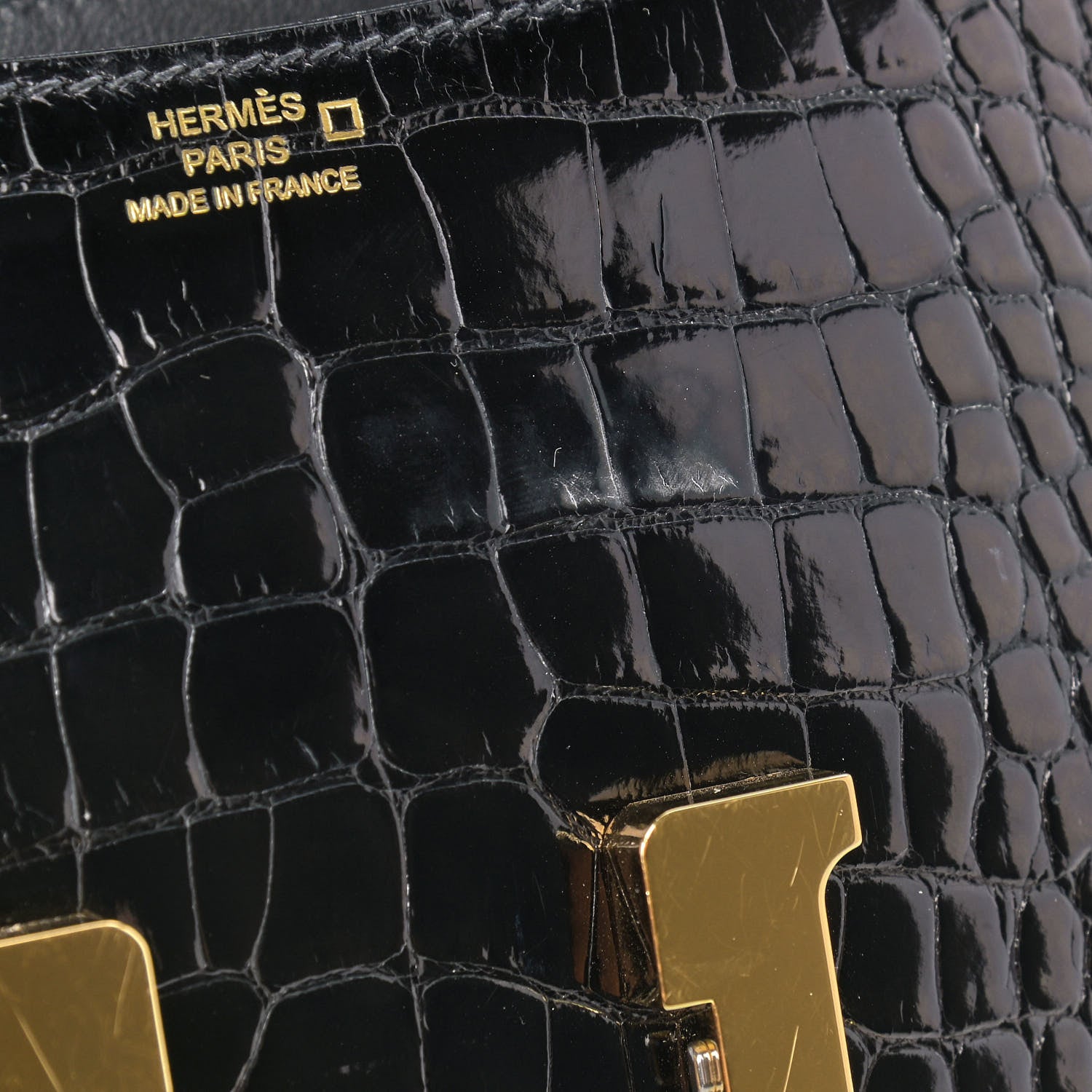Hermes Shiny Alligator Constance 18 Black 9 of 12