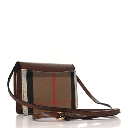 Burberry Grained Calfskin House Check Tartan Mix Hampshire Wallet On Chain Tan 3 of 9