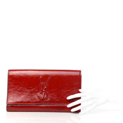 Saint Laurent Textured Patent Monogram Large Belle De Jour Clutch Red 2 of 7
