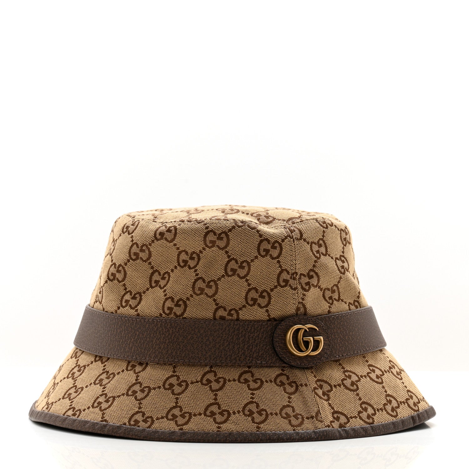 Gucci Monogram Textured Dollar Calfskin GG Jago Bucket Hat L Cacao Beige 4 of 11