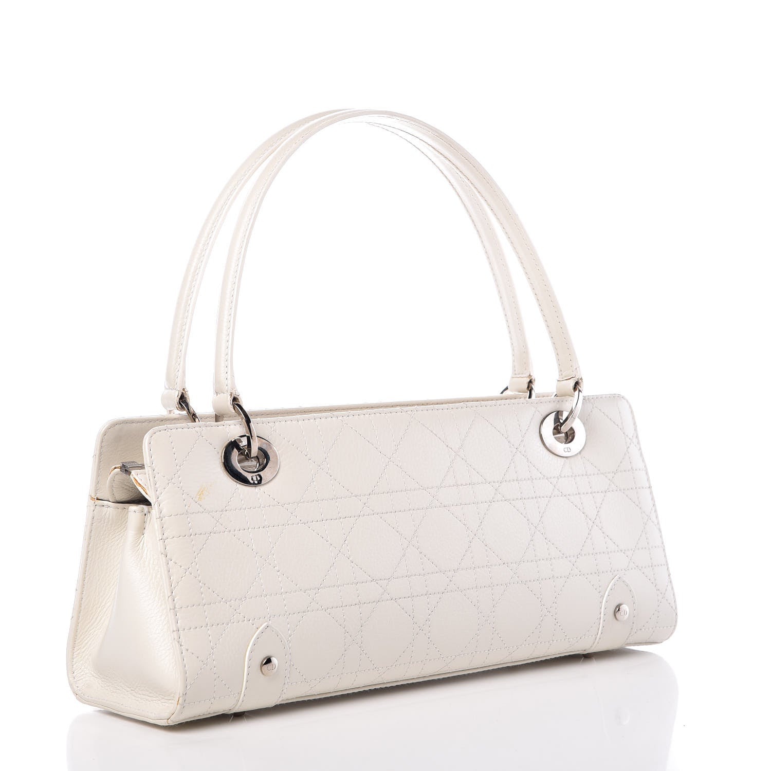 Christian Dior Calfskin Cannage Stitched East West Lady Dior White 3 of 29