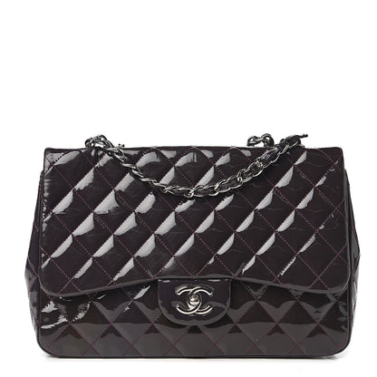Chanel Patent Quilted Jumbo Single Flap Dark Purple 1 of 17