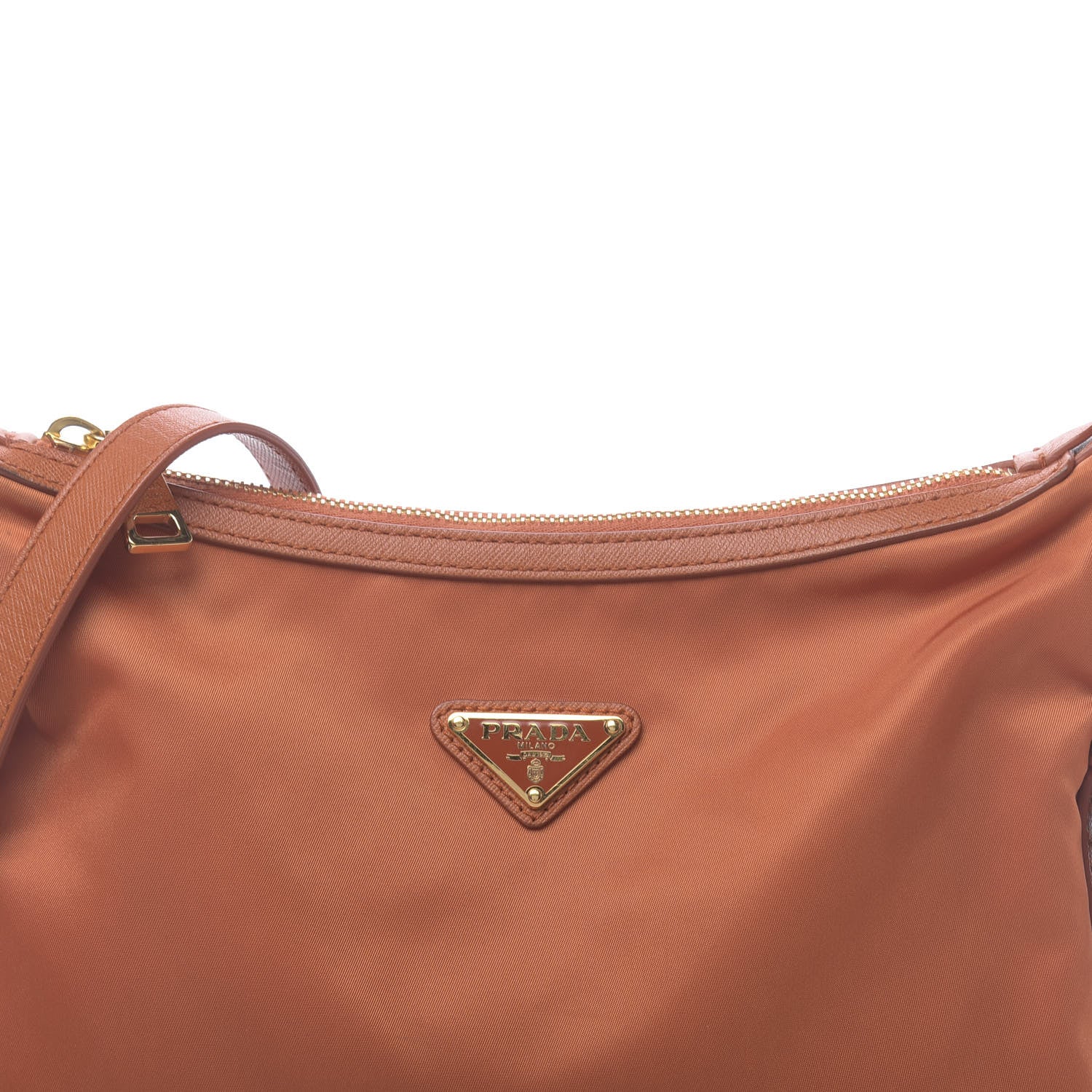 Prada Tessuto Nylon Saffiano Crossbody Bag Papaya 10 of 12