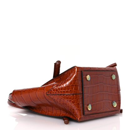 Proenza Schouler Calfskin Crocodile Embossed Small Pipe Bag Chestnut 4 of 16