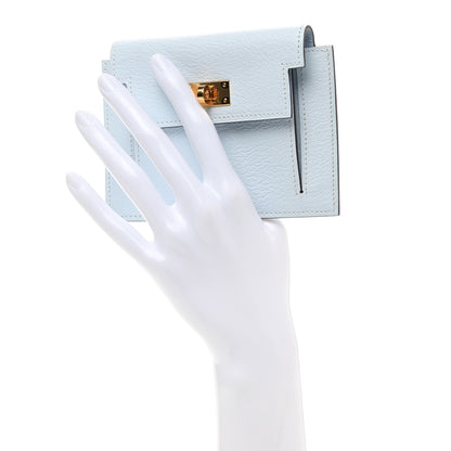 Hermes Chevre Mysore Kelly Pocket Compact Wallet Bleu Brume 2 of 8
