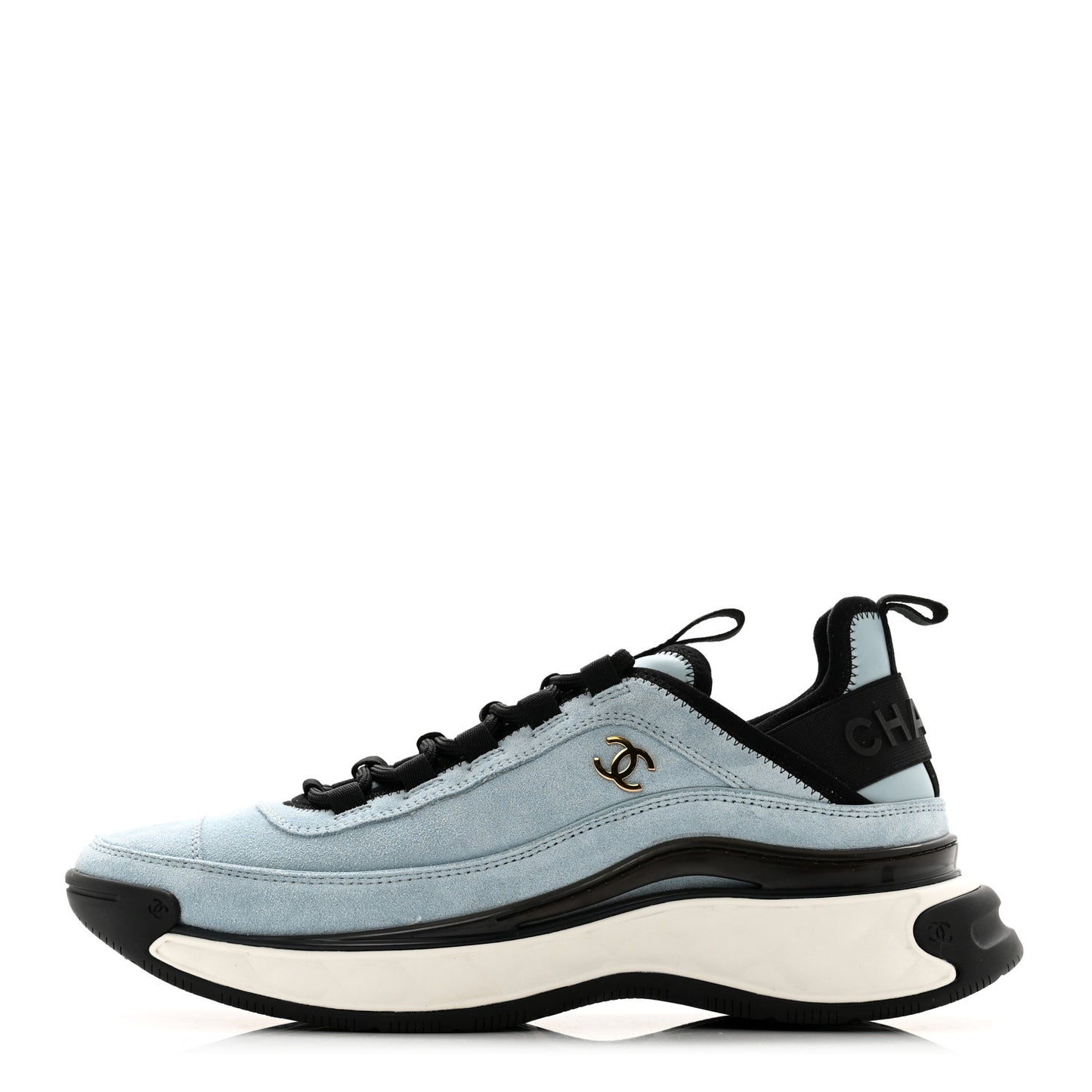 Suede Calfskin Nylon Grosgrain CC Sneakers 40 Light Blue