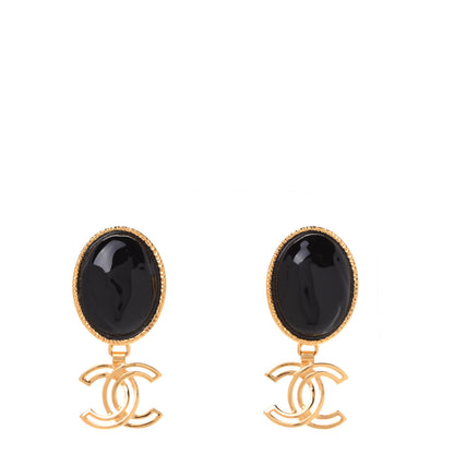 Chanel Resin Metal Obazine CC Drop Earrings Gold Black 1 of 5