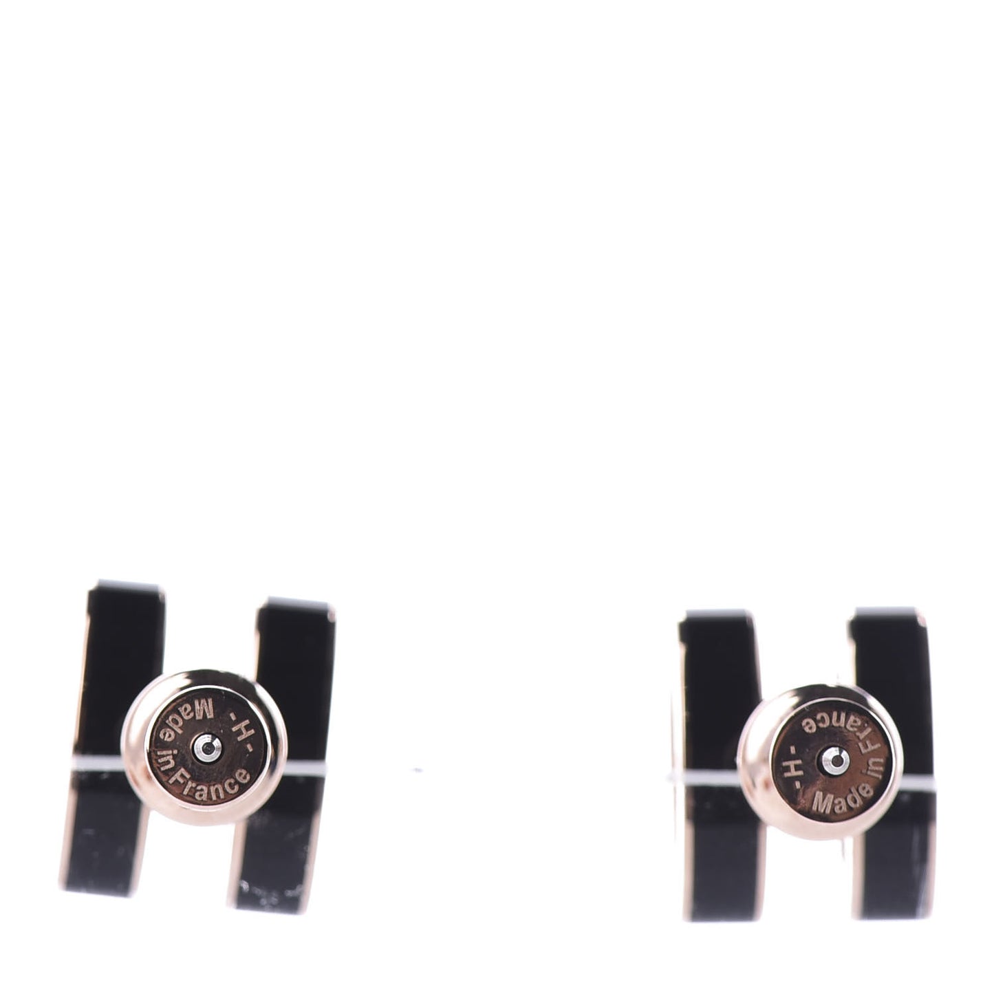 Gold Lacquered Pop H Earrings Black
