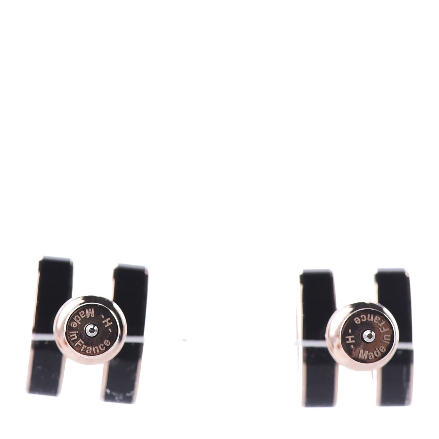Hermes Gold Lacquered Pop H Earrings Black 3 of 7