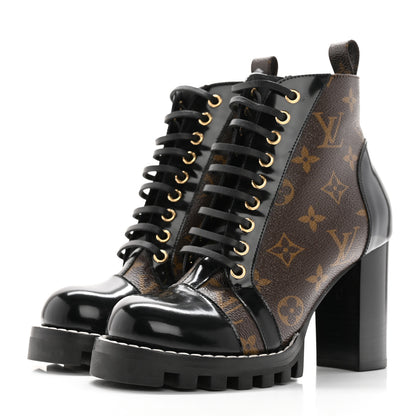 Louis Vuitton Patent Calfskin Monogram Star Trail Ankle Boots 36.5 Black 3 of 26