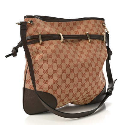 Gucci Monogram Textured Dollar Calfskin Horsebit 1955 Cinch Top Messenger Bag Beige Ebony Cocoa 3 of 11