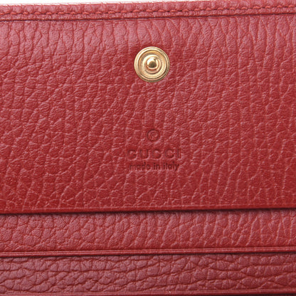 Gucci Pebbled Calfskin GG Marmont Card Case Hibiscus Red 6 of 8