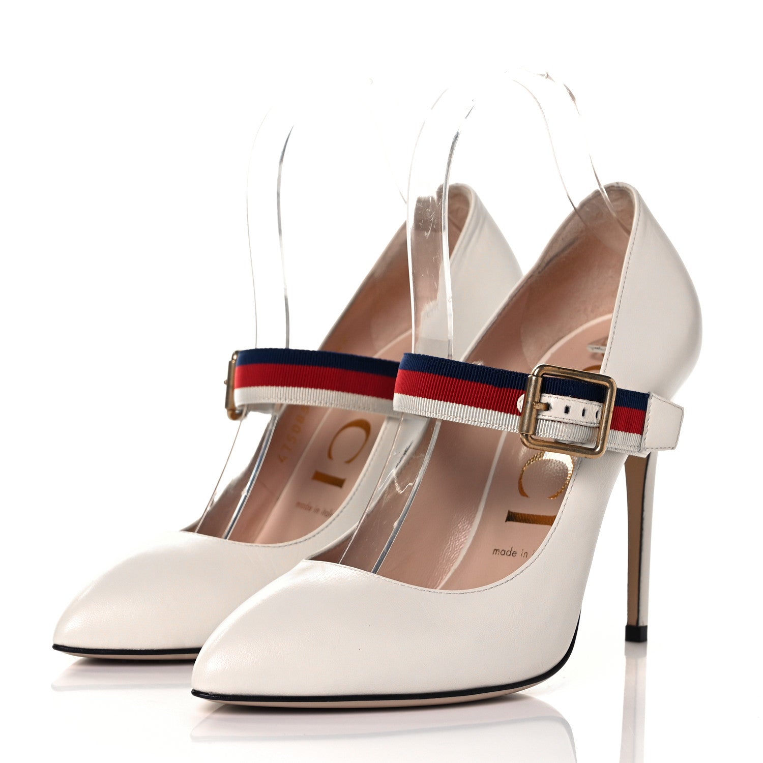 Gucci Malaga Kid Sylvie High Heel Pumps 38 White 3 of 8