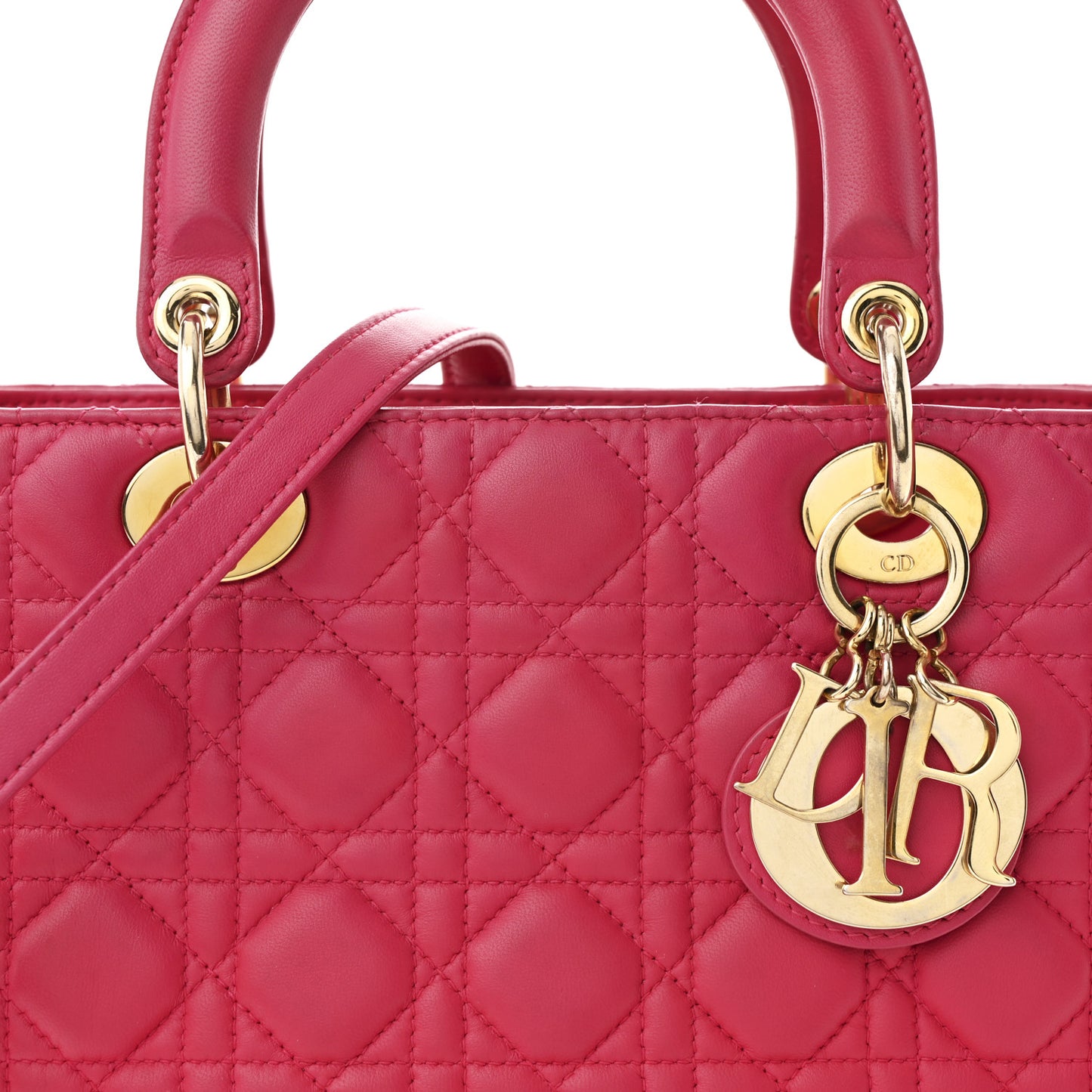 Lambskin Cannage Medium Lady Dior Fuchsia