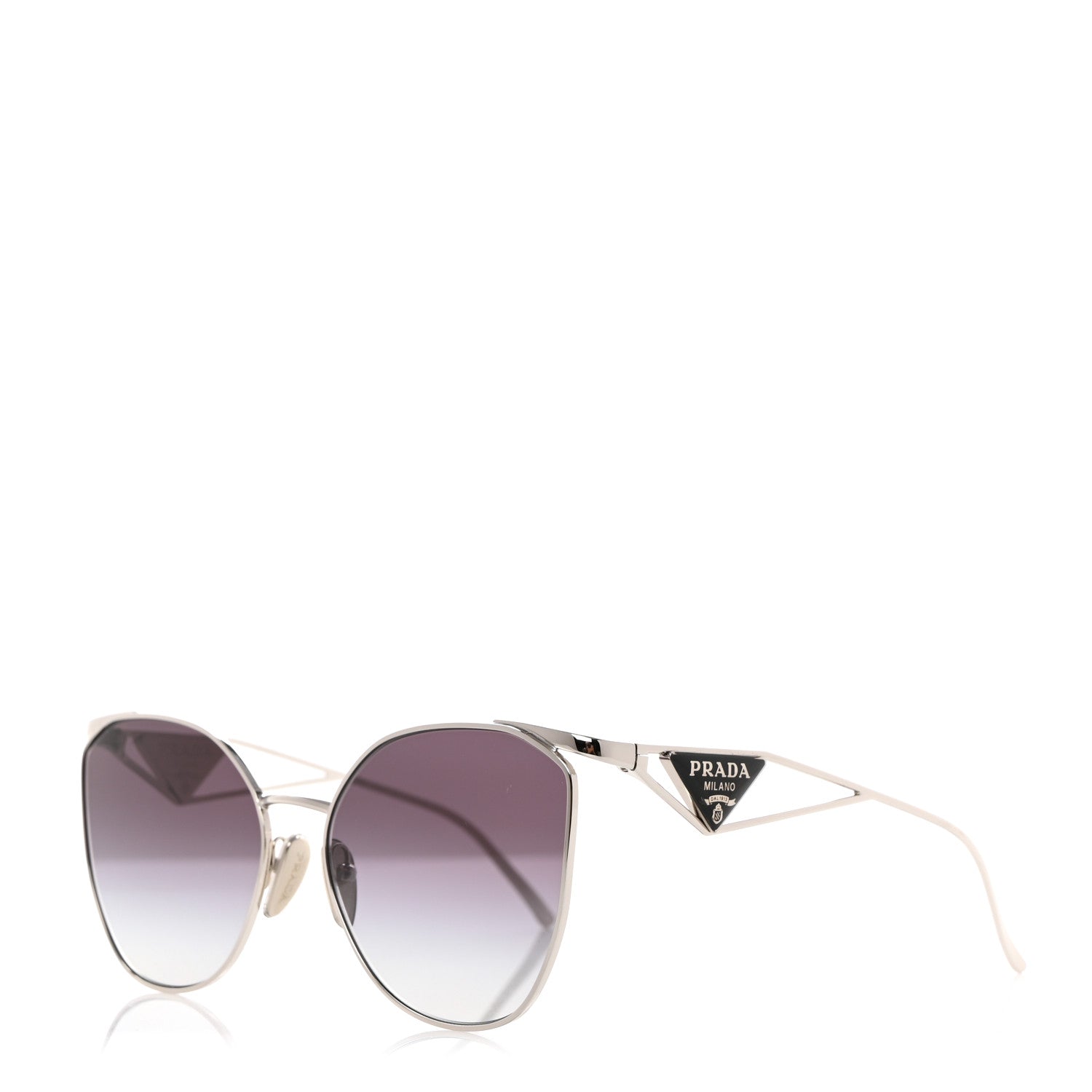 Prada Metal Symbole Triangle Logo Sunglasses SPR50Z Silver Black 1 of 7