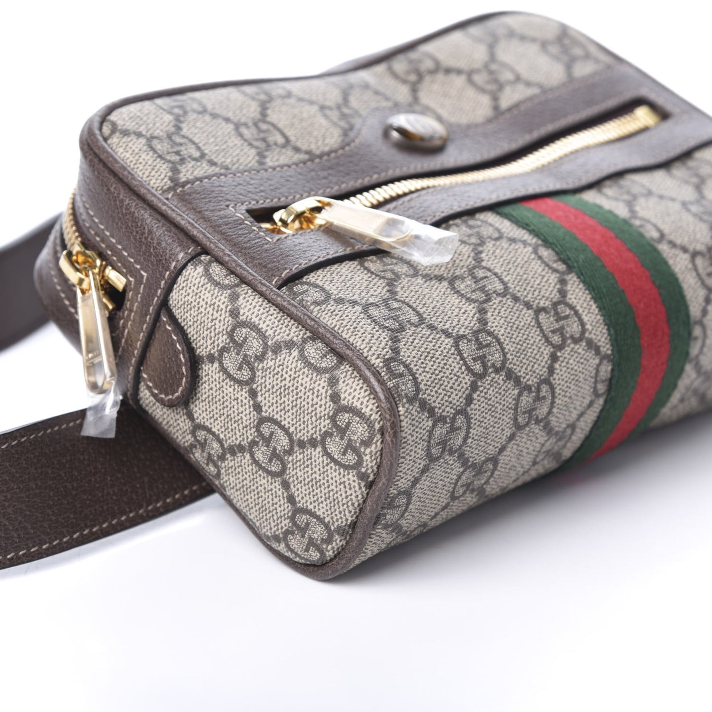 GG Supreme Monogram Web Small Ophidia Belt Bag 85 34 Dark Brown
