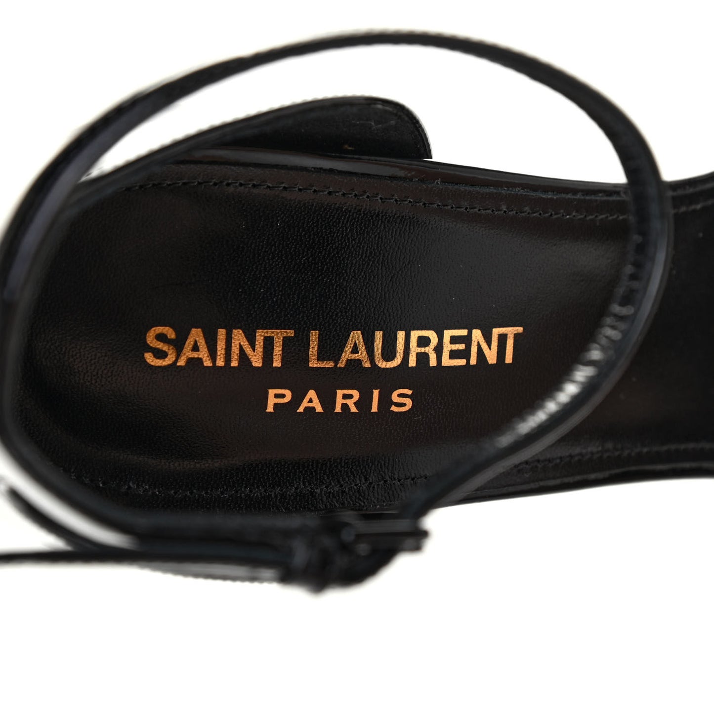 Patent Calfskin Opyum 110 Sandals 38.5 Black Gold
