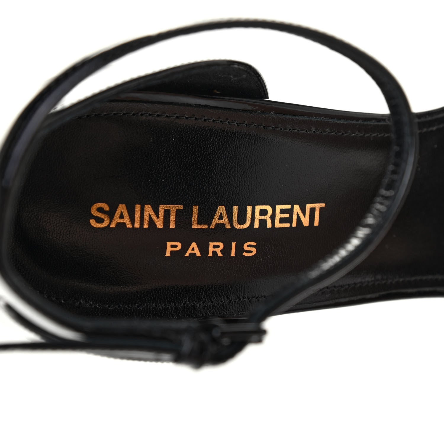 Saint Laurent Patent Calfskin Opyum 110 Sandals 38.5 Black Gold 6 of 7