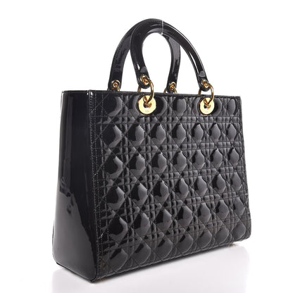 Christian Dior Patent Cannage Large Lady Dior Black 3 of 7