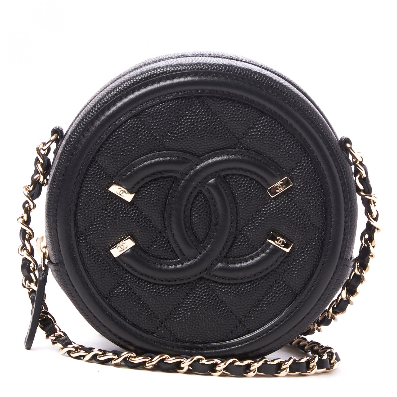Chanel Caviar Quilted Round Filigree Crossbody Black 1 of 10