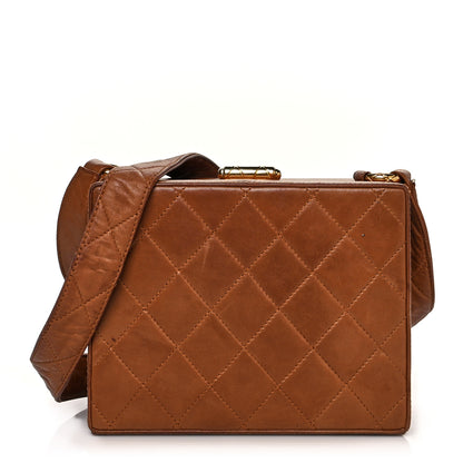 Chanel Lambskin Quilted Box Shoulder Bag Brown 1 of 13