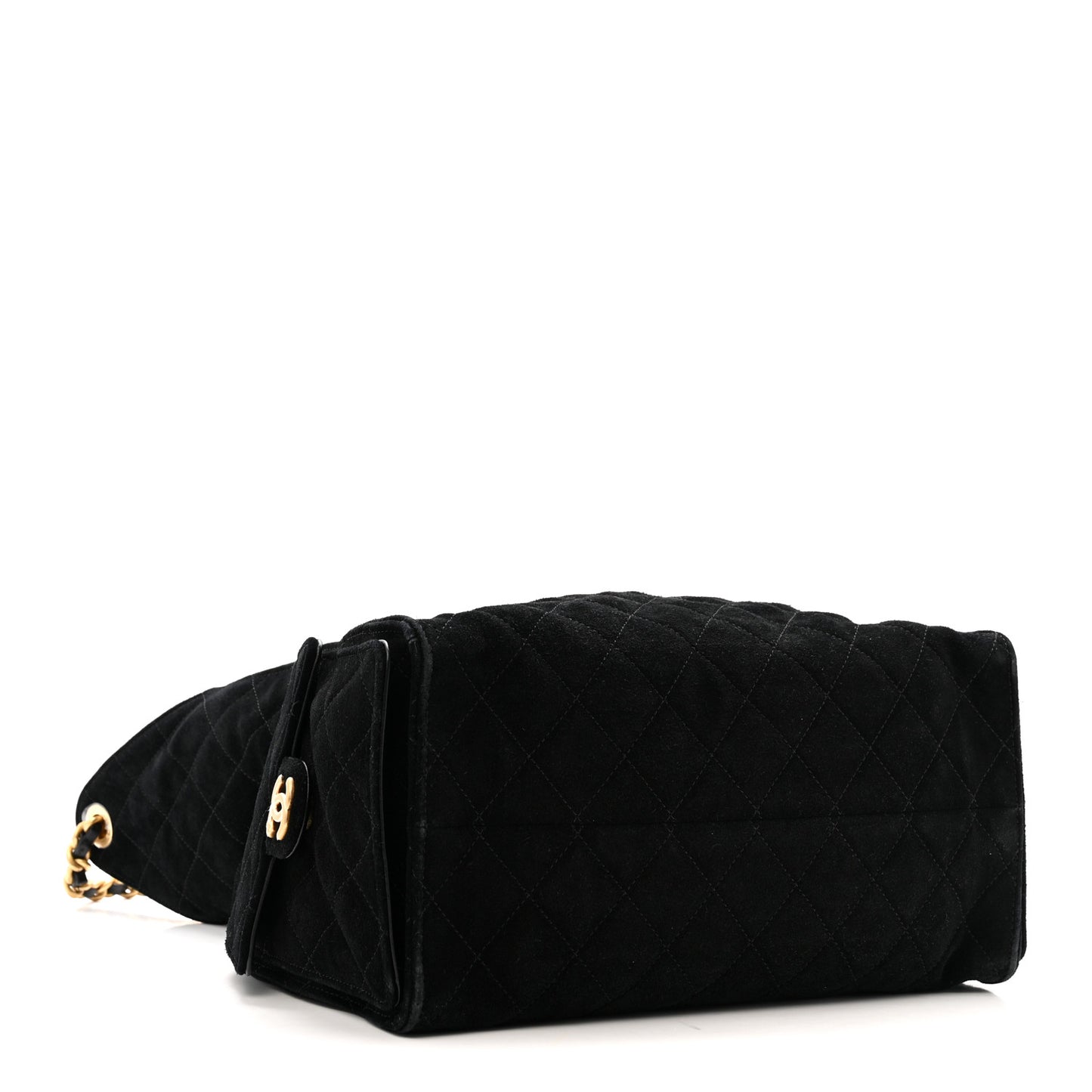 Suede Quilted Medium Chanel 25 Handbag Black