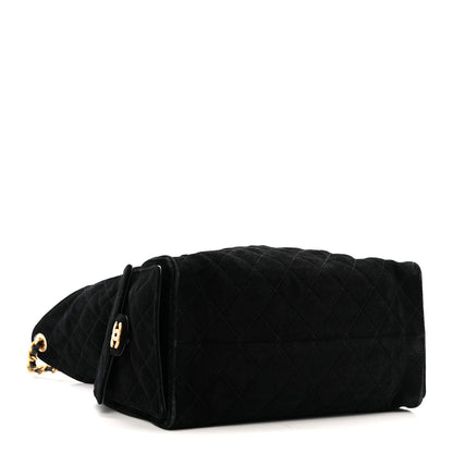 Chanel Suede Quilted Medium Chanel 25 Handbag Black 4 of 12