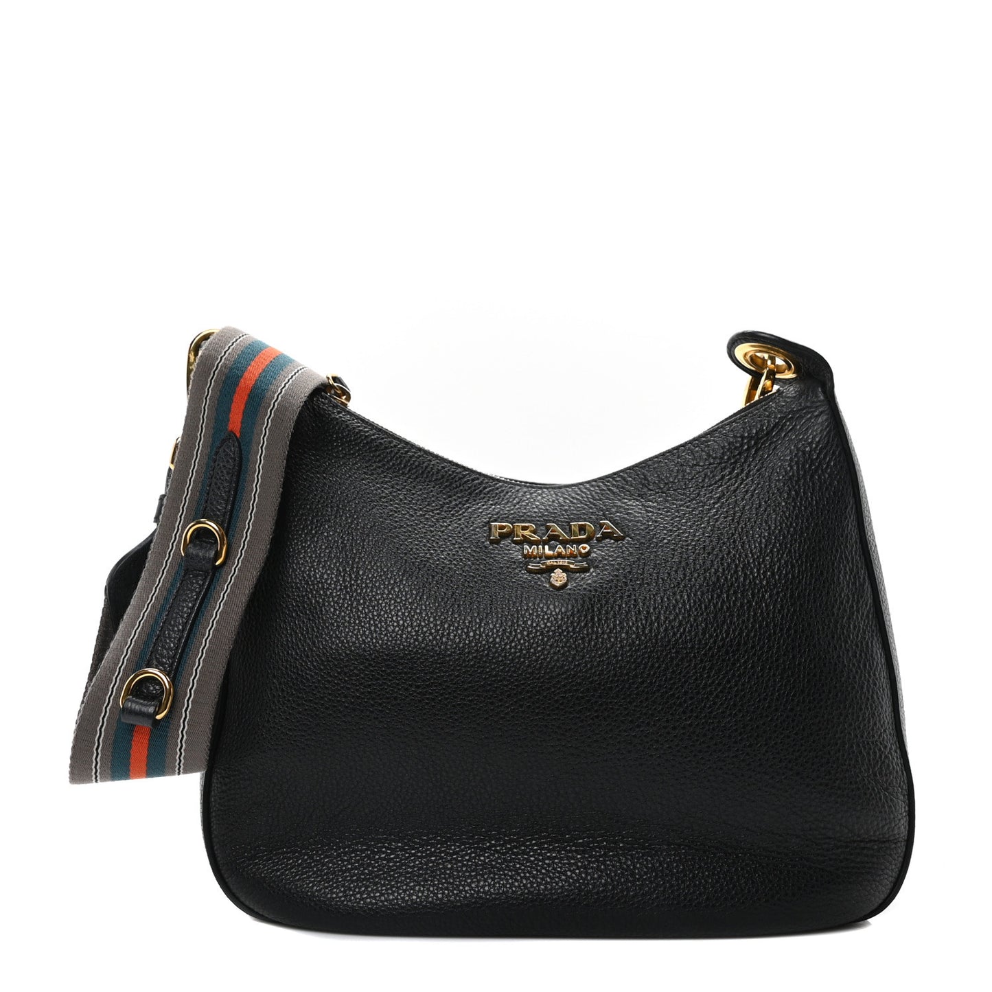 Vitello Phenix Zippered Messenger Hobo Black