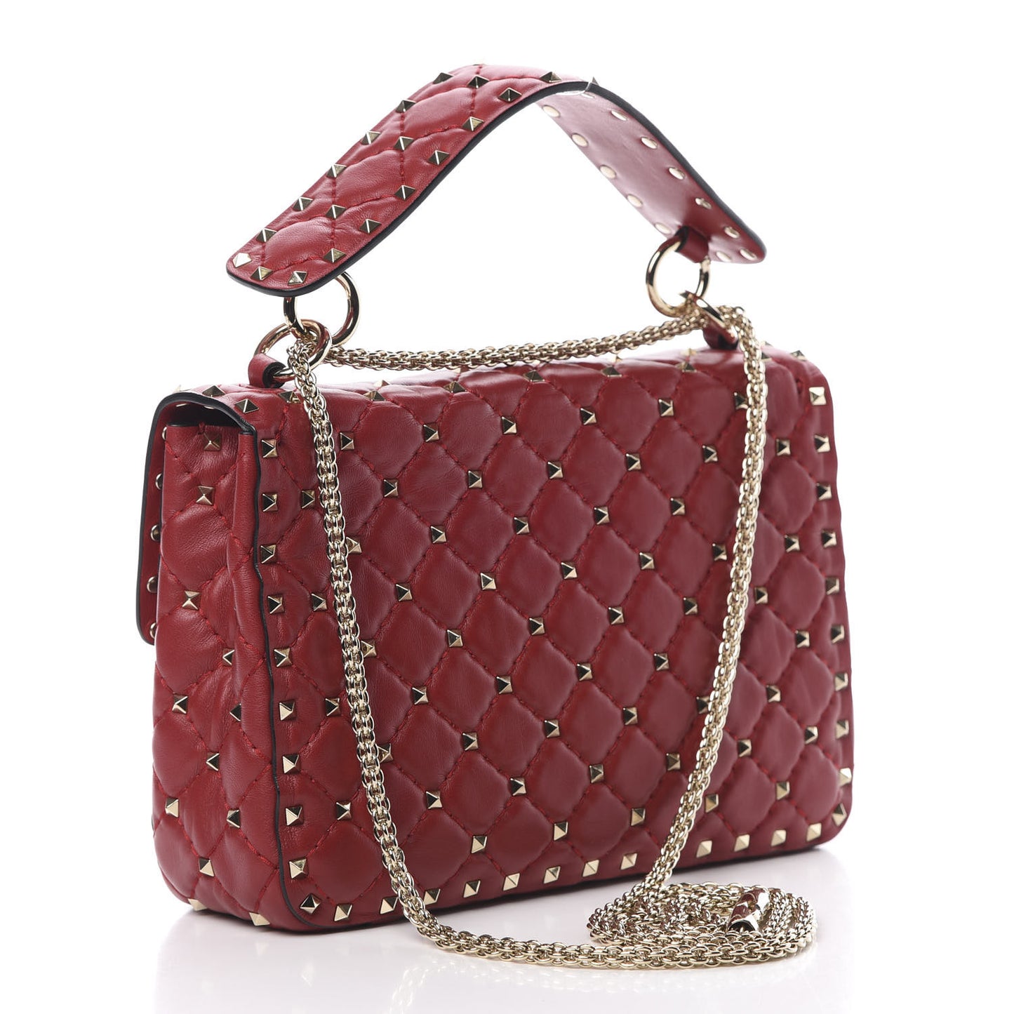 Nappa Medium Rockstud Spike Shoulder Bag Rosso Valentino