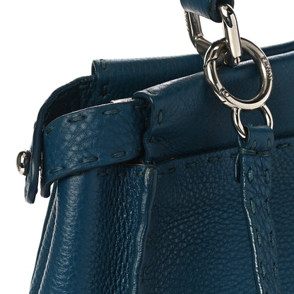 Fendi Cuoio Romano Selleria Bi-Color Medium Peekaboo Iconic Satchel Blue Latte 6 of 16