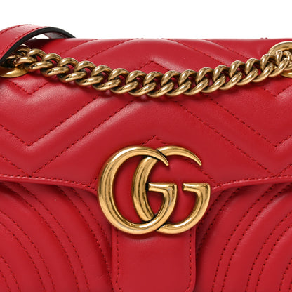 Gucci Calfskin Matelasse Small GG Marmont Shoulder Bag Hibiscus Red 8 of 11