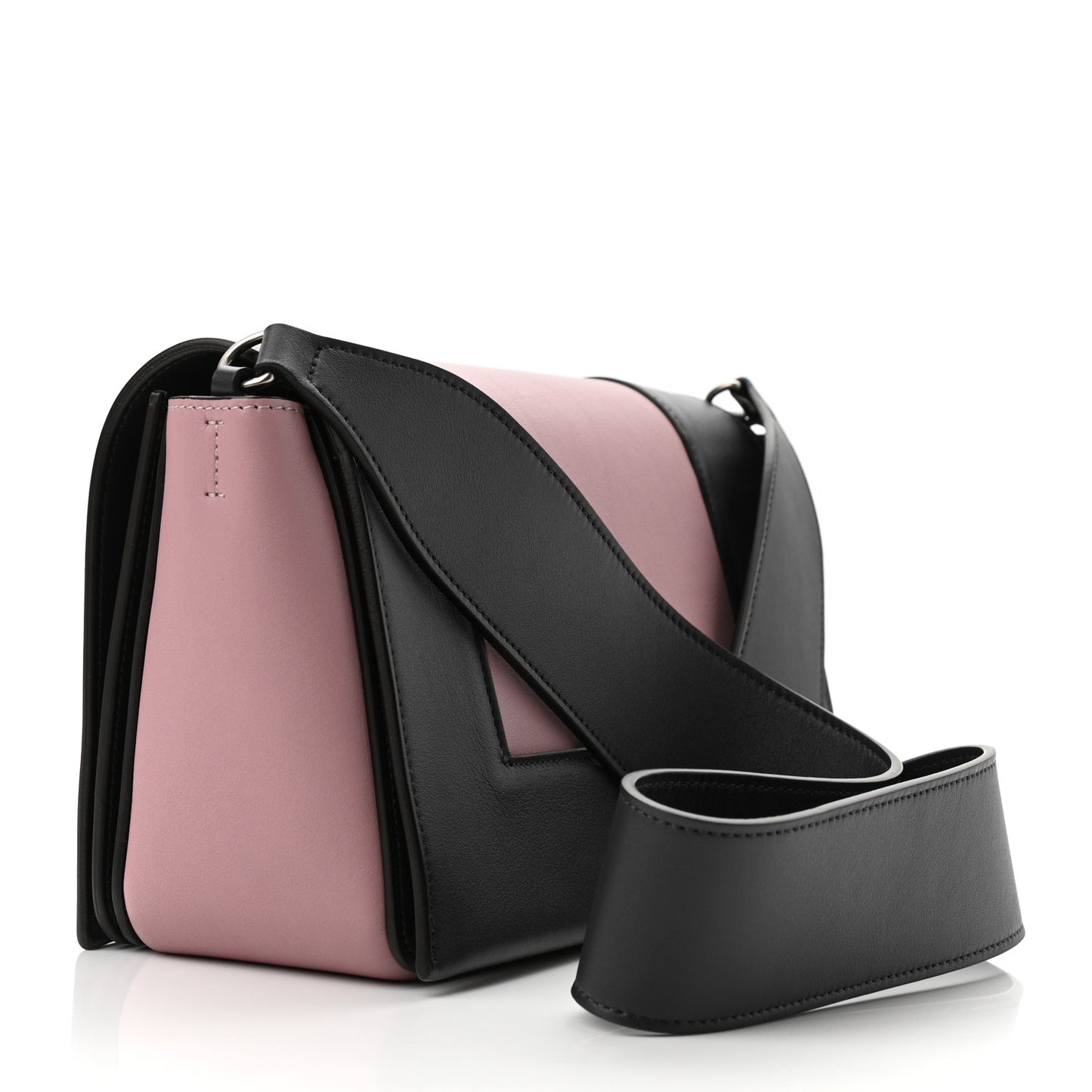 Shiny Smooth Calfskin Medium Frame Shoulder Bag Liquorice Antique Rose