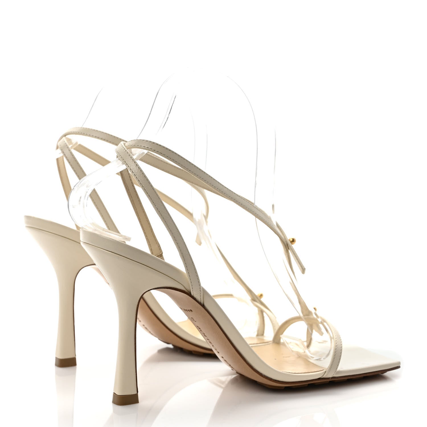 Bottega Veneta Lambskin Studded Stretch Multi Strap 90mm Sandals 37.5 Sea Salt 4 of 8