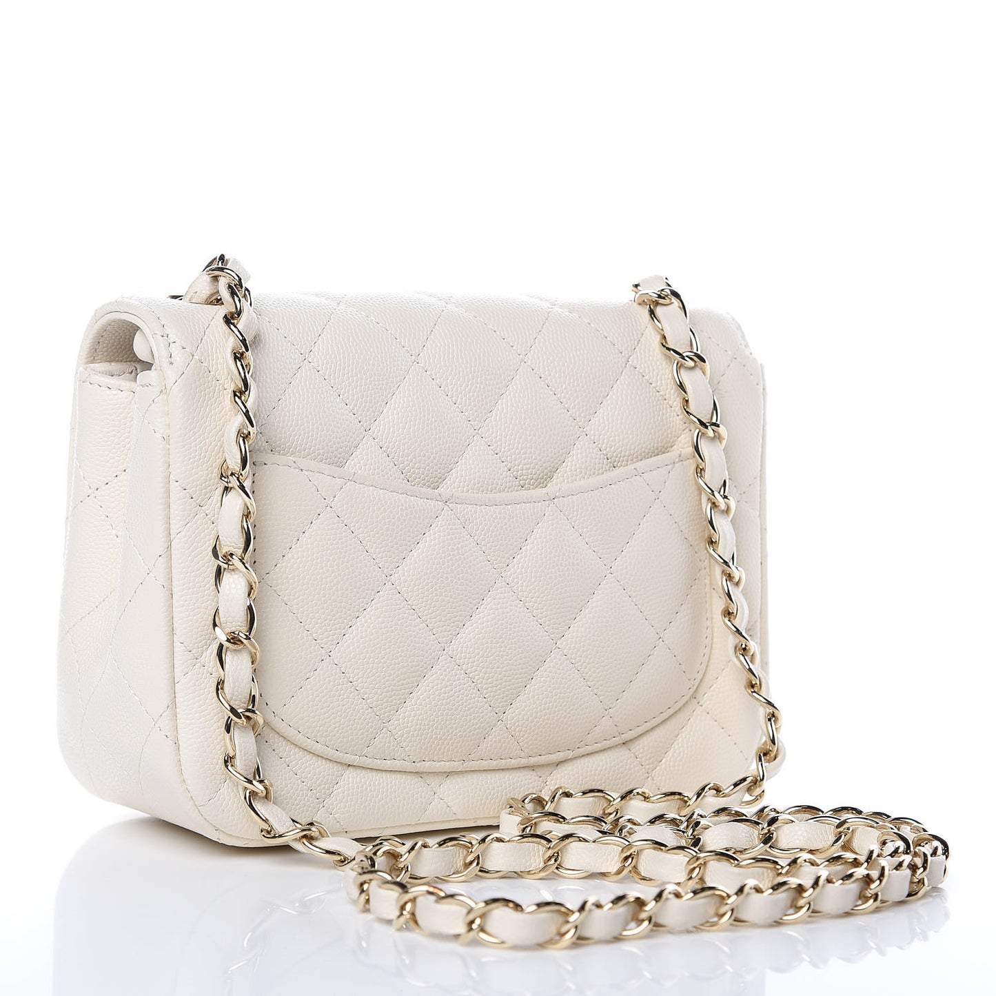 Caviar Quilted Mini Square Flap White