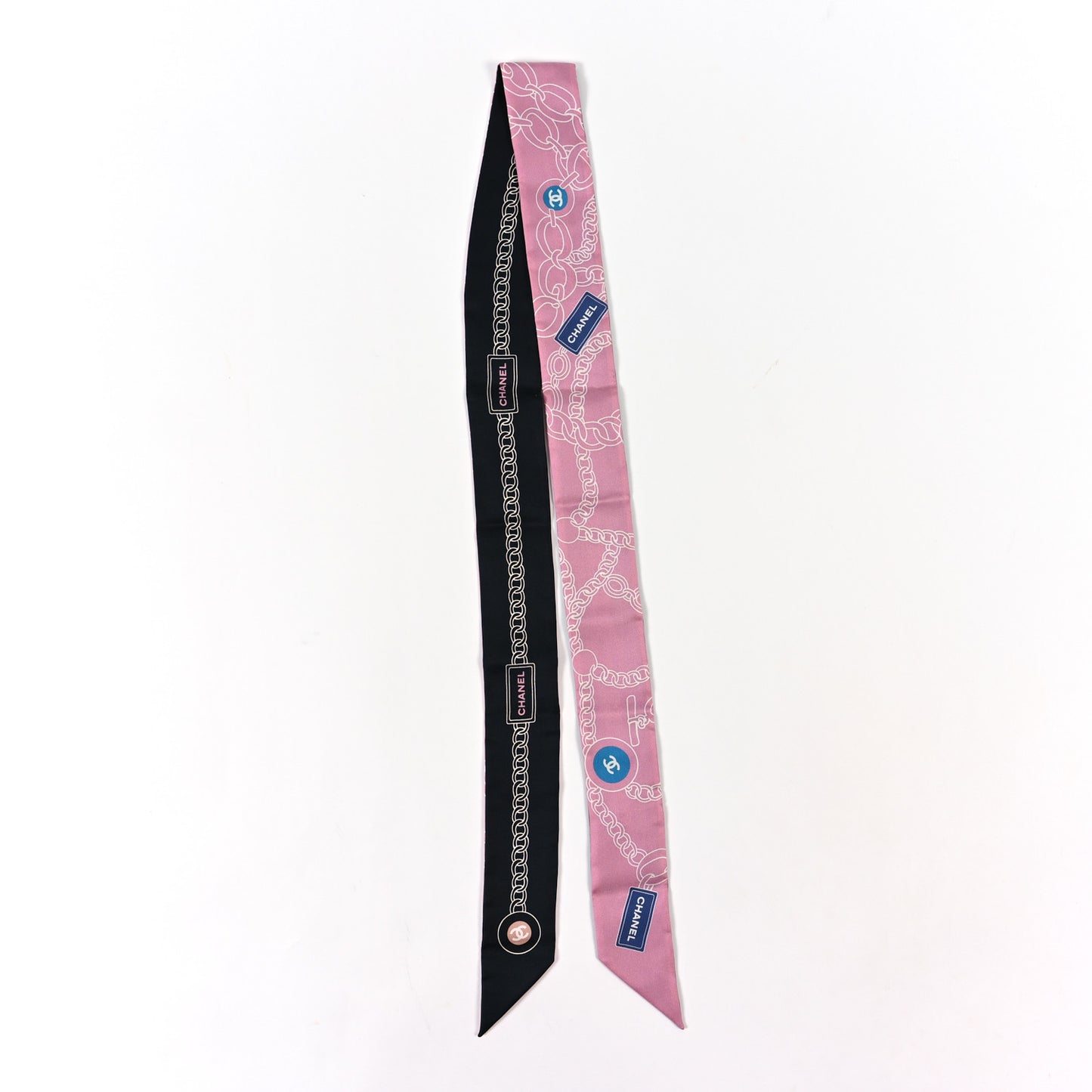 Silk CC Slim Bandeau Scarf Pink Black Blue