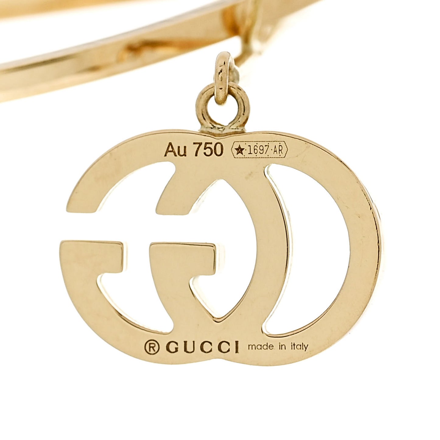 18K Yellow Gold Running G Square Round Single Earring