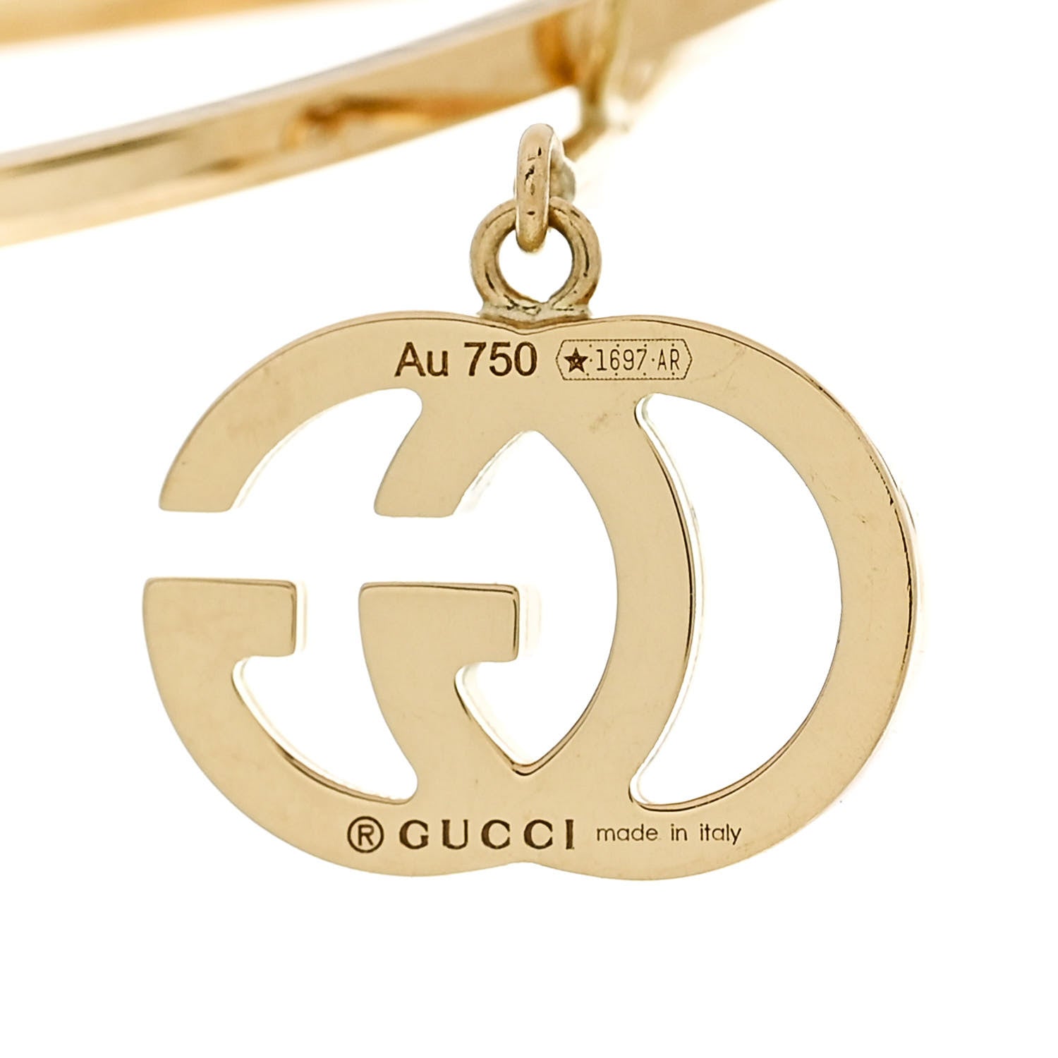 Gucci 18K Yellow Gold Running G Square Round Single Earring 6 of 7