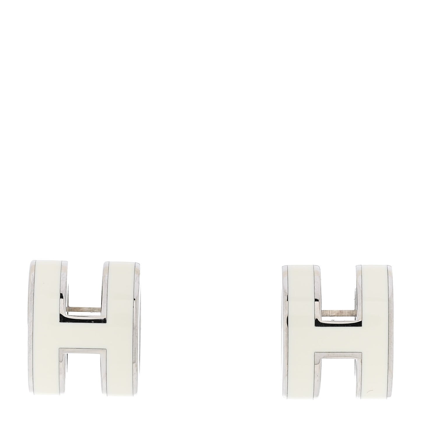 Palladium Lacquered Mini Pop H Earrings White