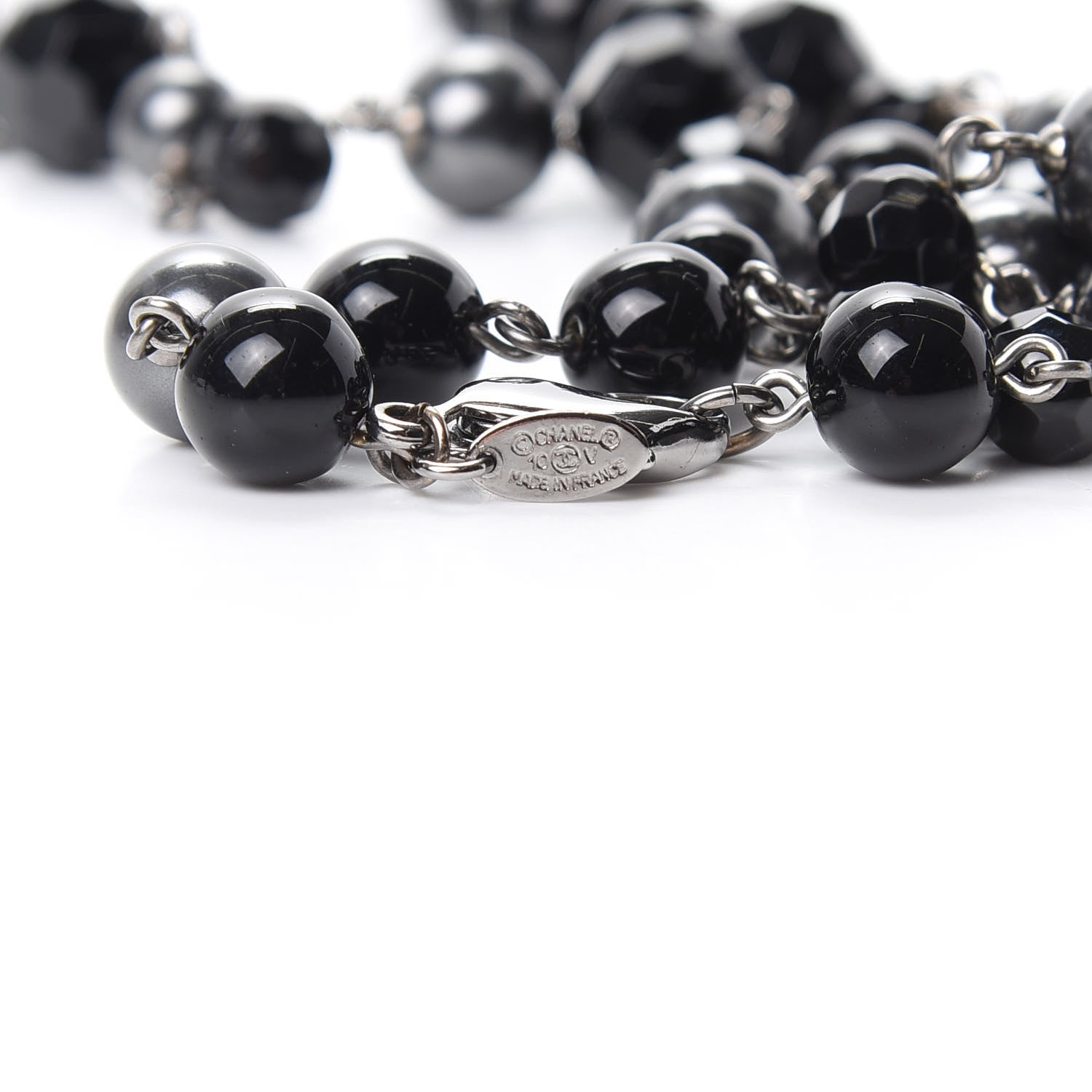 Chanel Ruthenium Pearl Beaded CC Long Necklace Black 4 of 4