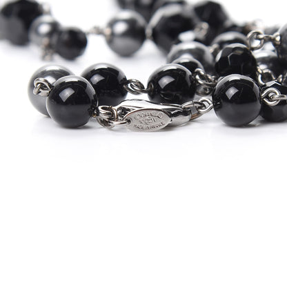 Chanel Ruthenium Pearl Beaded CC Long Necklace Black 4 of 4
