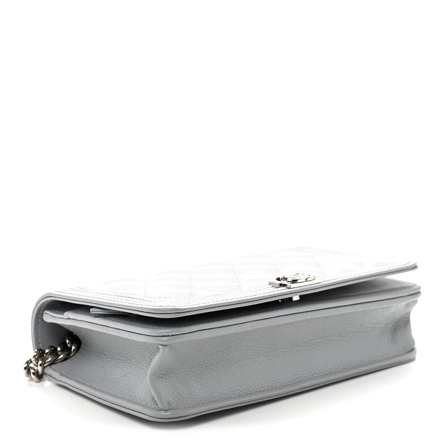 Caviar Quilted Boy Wallet On Chain WOC Grey