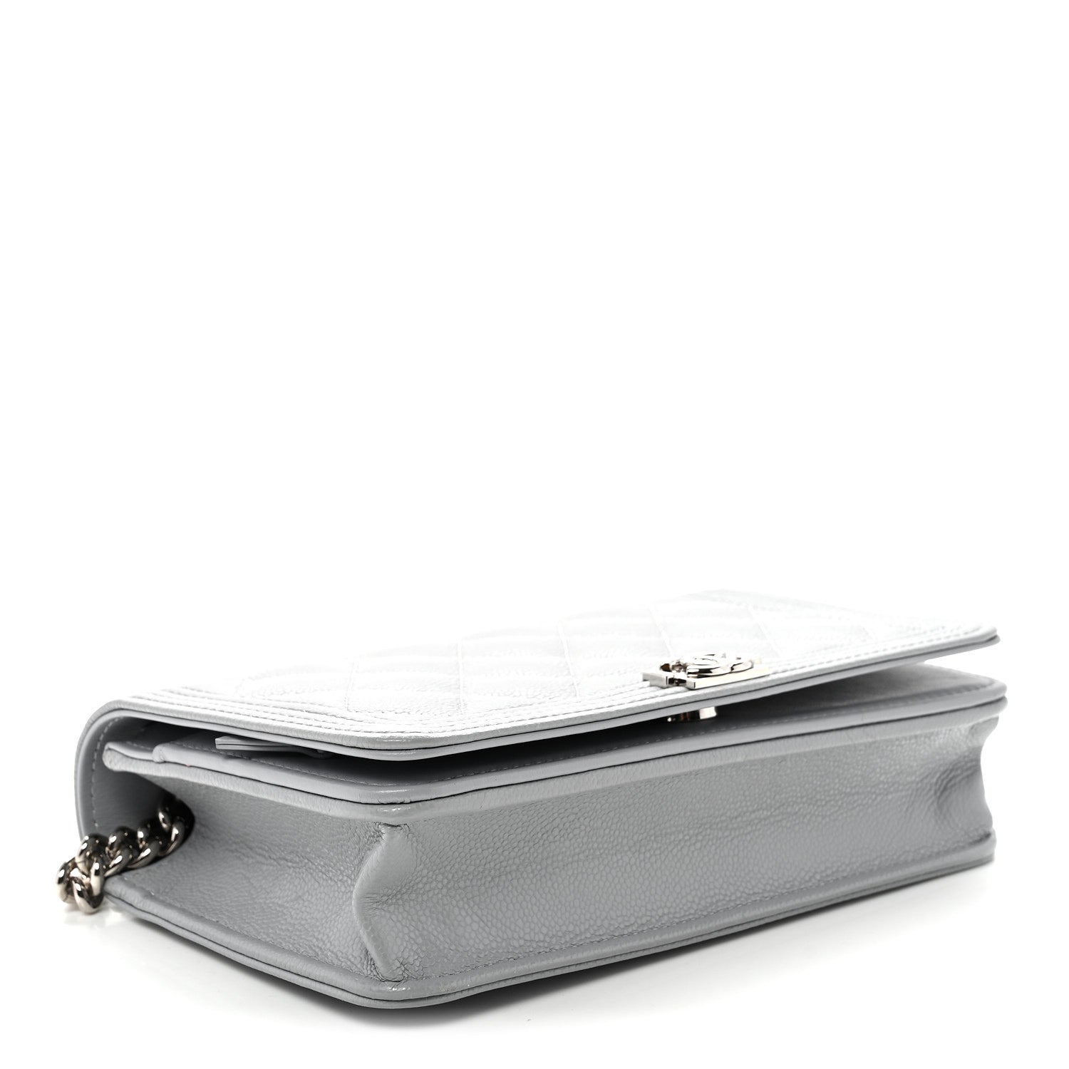 Chanel Caviar Quilted Boy Wallet On Chain WOC Grey 4 of 11